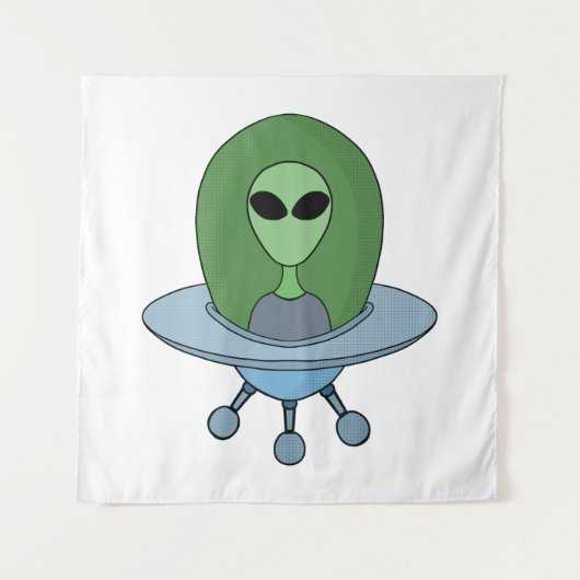 Alien in seinem kleinen Raumschiff Wandteppich (Vorderseite)