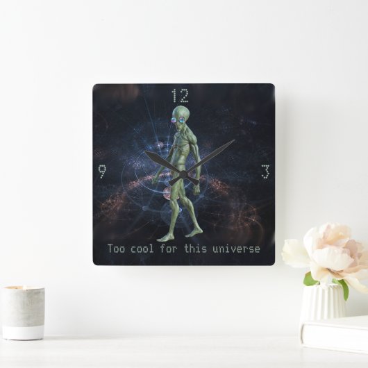 Alien in Sonnenbrille Quadratische Wanduhr (Zuhause)