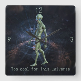 Alien in Sonnenbrille Quadratische Wanduhr