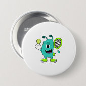 Alien in Tennis mit Tennisschläger Button (Vorne & Hinten)