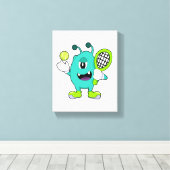 Alien in Tennis mit Tennisschläger Leinwanddruck (Insitu (Holzboden))