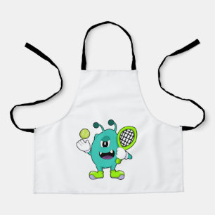 Alien in Tennis mit Tennisschläger Schürze