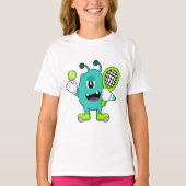 Alien in Tennis mit Tennisschläger T-Shirt (Vorderseite)