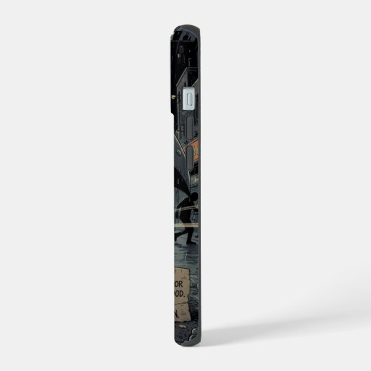 Alien in the Rain iPhone 15 Hülle (Linke Seite)