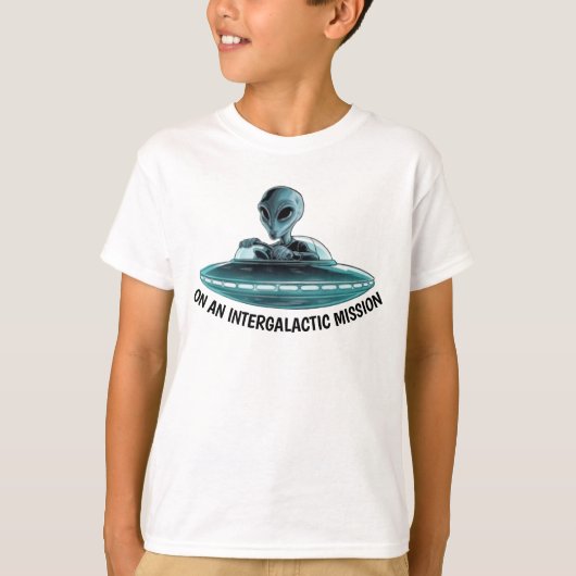 Alien in UFO T-Shirt (Vorderseite)