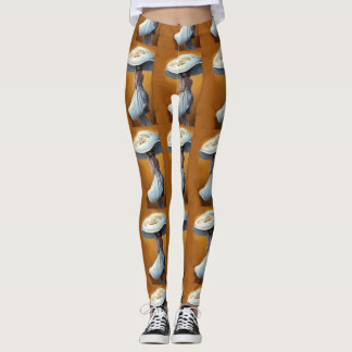 Alien in weißen Pilzyoga-Hosen Leggings