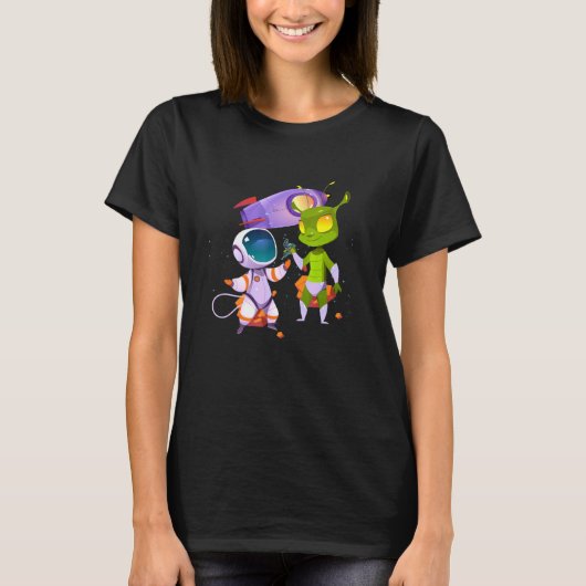Alien Inking Astronaut Tattoo T-Shirt (Vorderseite)