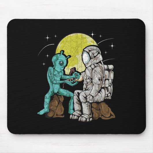 Alien Inking Astronaut Tattoo Vintage Tattoo Artis Mousepad (Vorne)