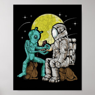 Alien Inking Astronaut Tattoo Vintage Tattoo Artis Poster