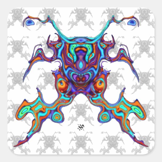 Alien insectoid v2 quadratischer aufkleber (Vorderseite)