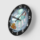 Alien Invader Clock Runde Wanduhr (Winkel)