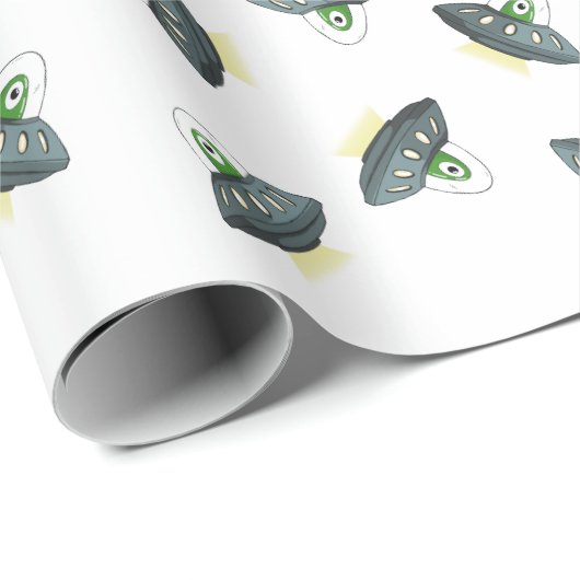 Alien Invader - Weißbuch Geschenkpapier (Rolleneckpunkt)