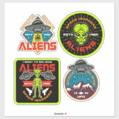 Alien Invaders Set 4 Extraterrestrische Bundle Aufkleber (Blatt)