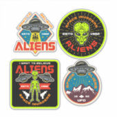 Alien Invaders Set 4 Extraterrestrische Bundle Aufkleber (Vorderseite)
