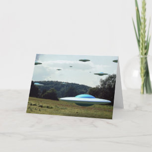 Alien-Invasion der Fliegensaucers-Gruß-Karte Karte