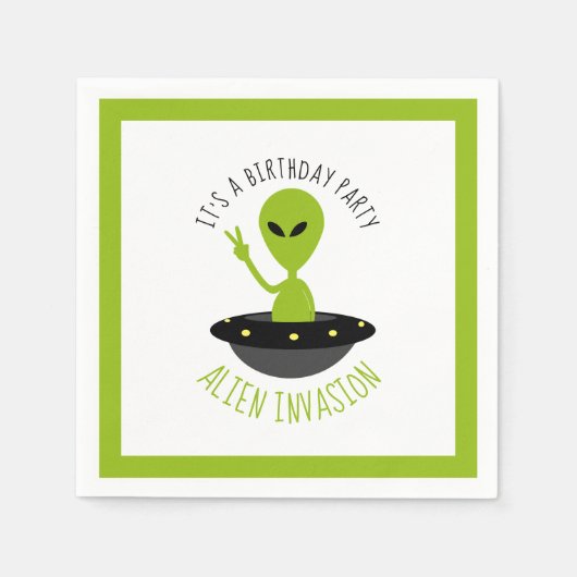Alien Invasion, Geburtstag Serviette (Vorderseite)