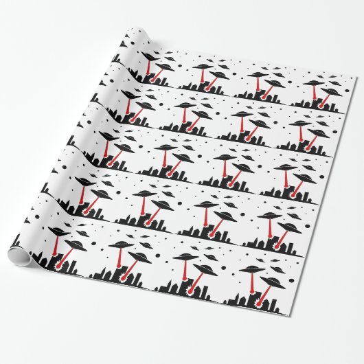 Alien-Invasion Geschenkpapier (Ungerollt)