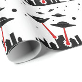 Alien-Invasion Geschenkpapier (Rolleneckpunkt)