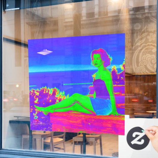 Alien Invasion Pop Art Window Cloning Fensteraufkleber (Café-Fenster)