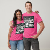 Alien Invasion Sci-Fi Spaß Anime Girl Selfie mit T-Shirt (Unisex)