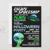 Alien Invasion Thema, Escape Room, Halloween-Party Einladung (Vorderseite)