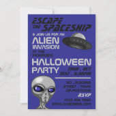 Alien Invasion Thema, Escape Room, Halloween-Party Einladung (Vorderseite)