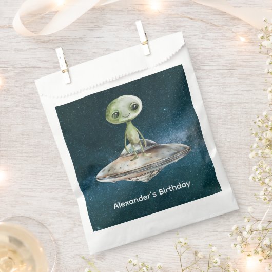 Alien Invasion Weltraum Geburtstag Geschenktütchen (Ausgeschnitten)