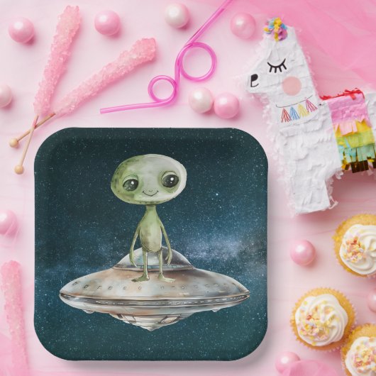 Alien Invasion Weltraum Geburtstag Pappteller (Party)