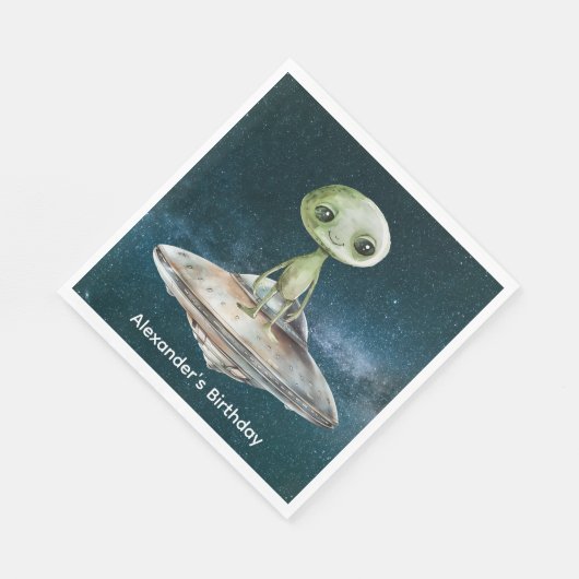 Alien Invasion Weltraum Geburtstag Serviette (Ecke)