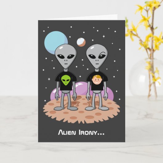 Alien Irony Birthday Card Karte (Gelbe Blume)