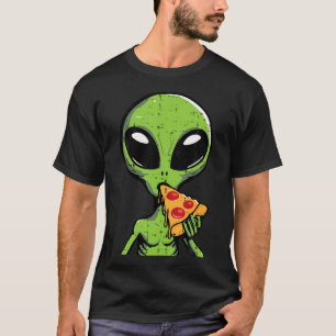 Alien isst Pizza Lustiger Ufo Snack Food Männer Ju T-Shirt