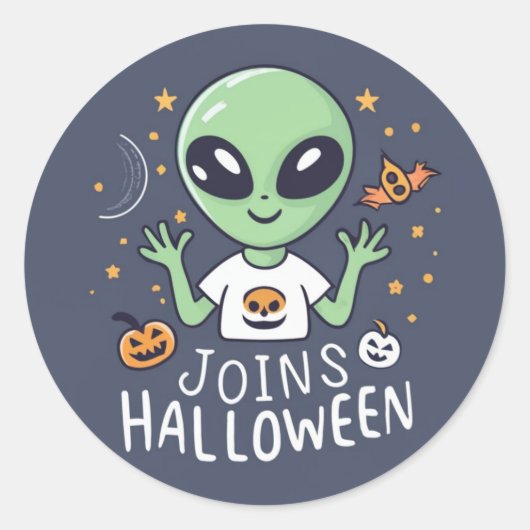Alien Joins Halloween Sticker (Vorderseite)