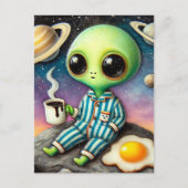 Alien-Kaffee mit Ei Postkarte (Vorderseite)