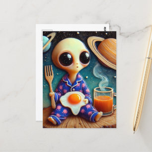Alien Kaffee und Eier Postkarte
