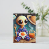 Alien Kaffee und Eier Postkarte (Stehend Vorderseite)
