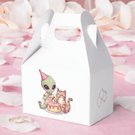 Alien-Katze-Geburtstagsfeier-Cartoon Geschenkschachtel