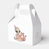 Alien-Katze-Geburtstagsfeier-Cartoon Geschenkschachtel (Vorderseite)