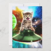 Alien-Katze in der Untertasse Einladung (Rückseite)