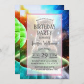 Alien-Katze in der Untertasse Einladung (Vorne/Hinten)