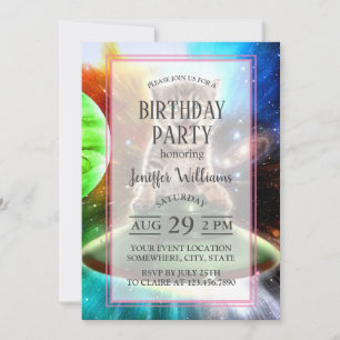 Alien-Katze in der Untertasse Einladung