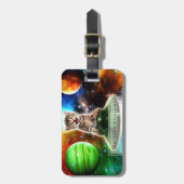 Alien-Katze in der Untertasse Gepäckanhänger (Vorderseite vertikal)