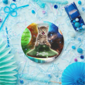 Alien-Katze in der Untertasse Pappteller (Party)