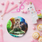 Alien-Katze in der Untertasse Pappteller (Party)