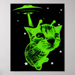 Alien-Katze Meme UFO Vintage Grafik T-Shirt y2k lu Poster