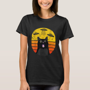 Alien-Katze-UFO-T-Shirt für Männer Lustiges Seltsa T-Shirt