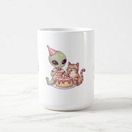 Alien-Katzen-Geburtstagsfeier-Cartoon Kaffeetasse
