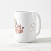 Alien-Katzen-Geburtstagsfeier-Cartoon Kaffeetasse (VorderseiteRechts)