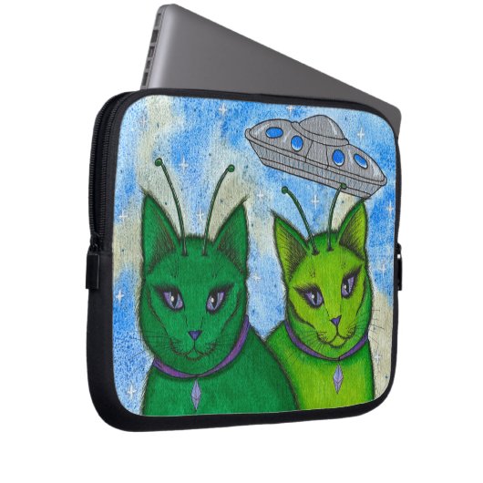 Alien-Katzen Laptopschutzhülle (Vorne Rechts)