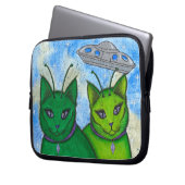 Alien-Katzen Laptopschutzhülle (Vorderseite Links)