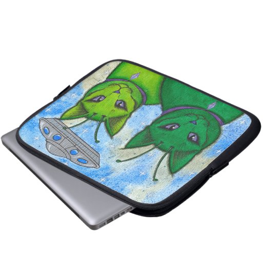 Alien-Katzen Laptopschutzhülle (Vorne Knopf)